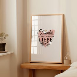 Poster: Familie ist da wo das Leben beginnt und die Liebe niemals endet