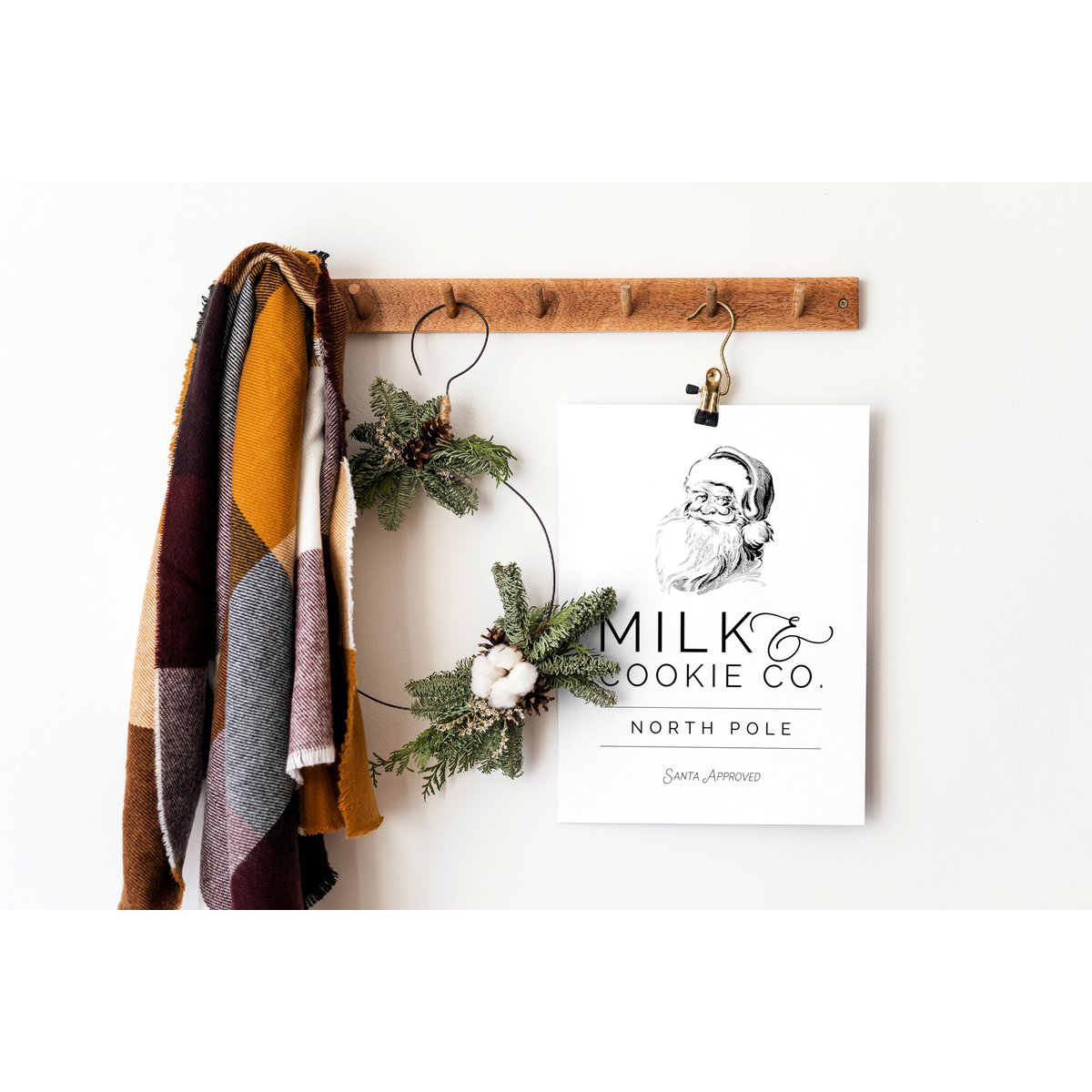 Vintage juleplakat, juleplakat Milk and cookies Co. Retro juleplakat