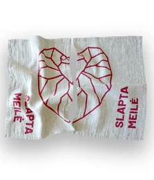 Linned badehåndklæde sæt Secret Love Grå/Rød 2 stk.