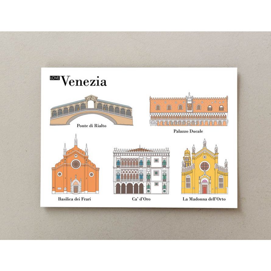 Pack de 4 postales ilustradas Venecia