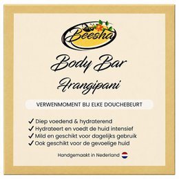 Frangipani-scented body bar with a floral, tropical fragrance.