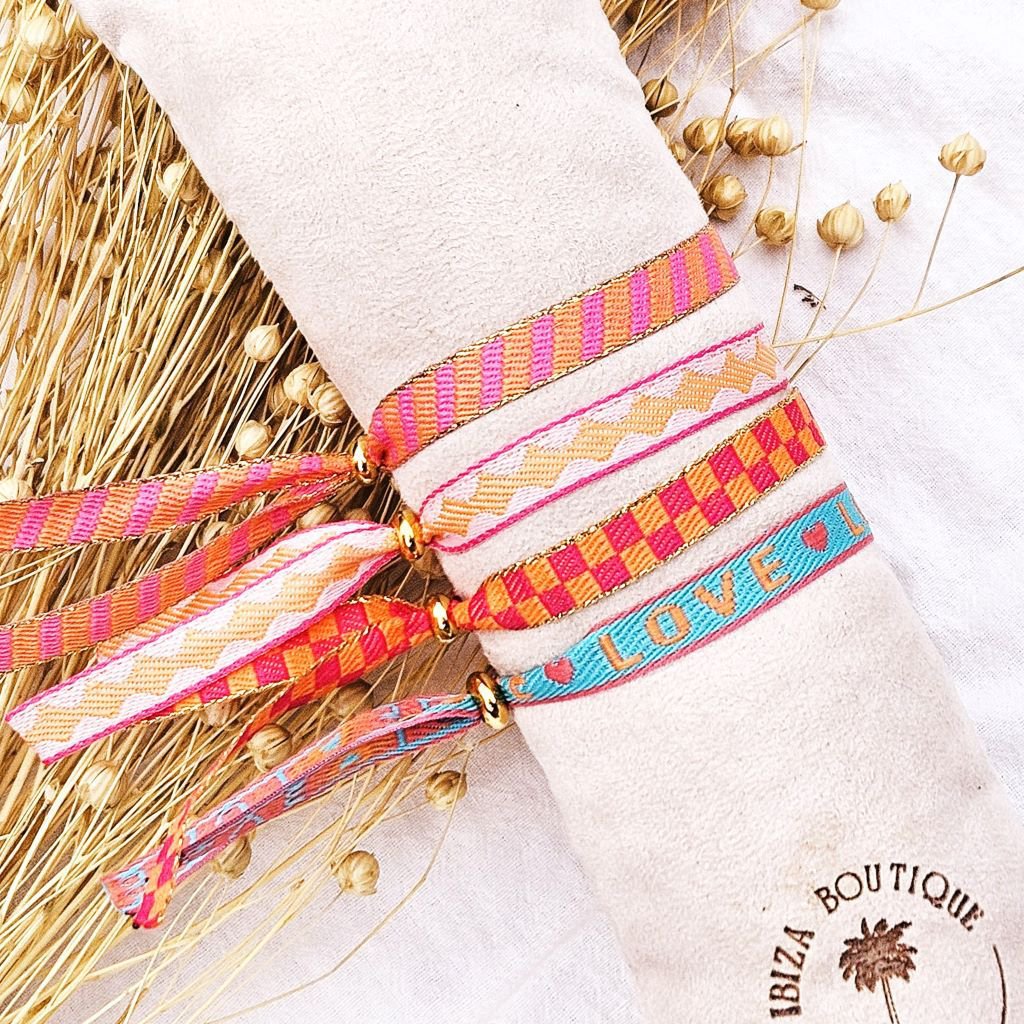 Bandarmband gestreift rosa/orange