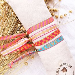Bandarmband gestreift rosa/orange