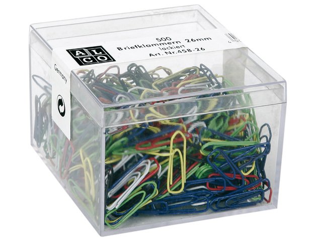 Paperclips Alco 26mm hoekig doos 500st. assorti