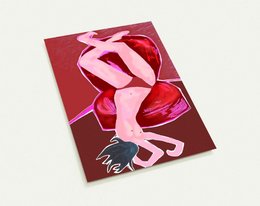 Pack of 10 cards with abstract pink and red floral design on a red background. The cards are titled "Position up side".