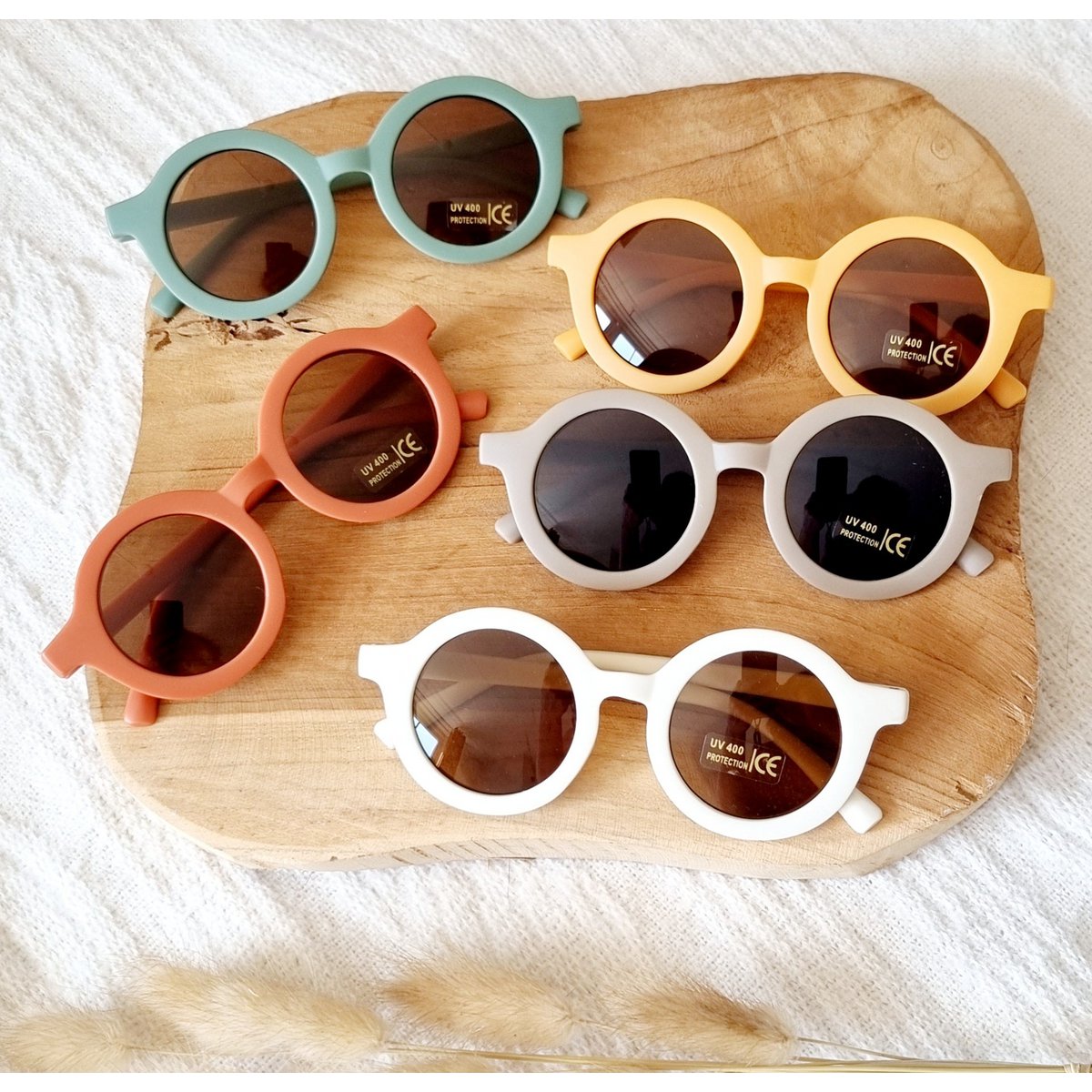 Lunettes de soleil bébé et enfant UV400 rondes - Sauge