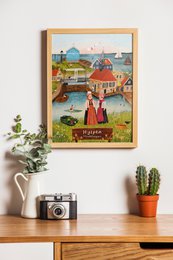 “Hindeloopen” – A5 Illustratie Print | Art Print op 300gsm Tintoretto Gesso | Elfstedenset