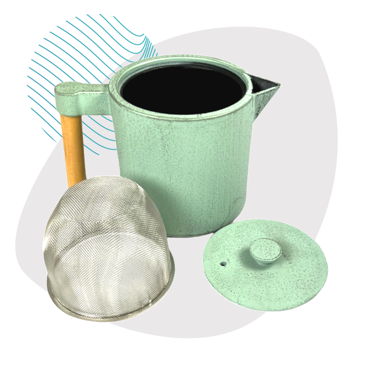 Chiisana 0,9l gietijzeren theepot, koffiepot mint