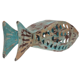 Decorative marine style iron candle holder fish