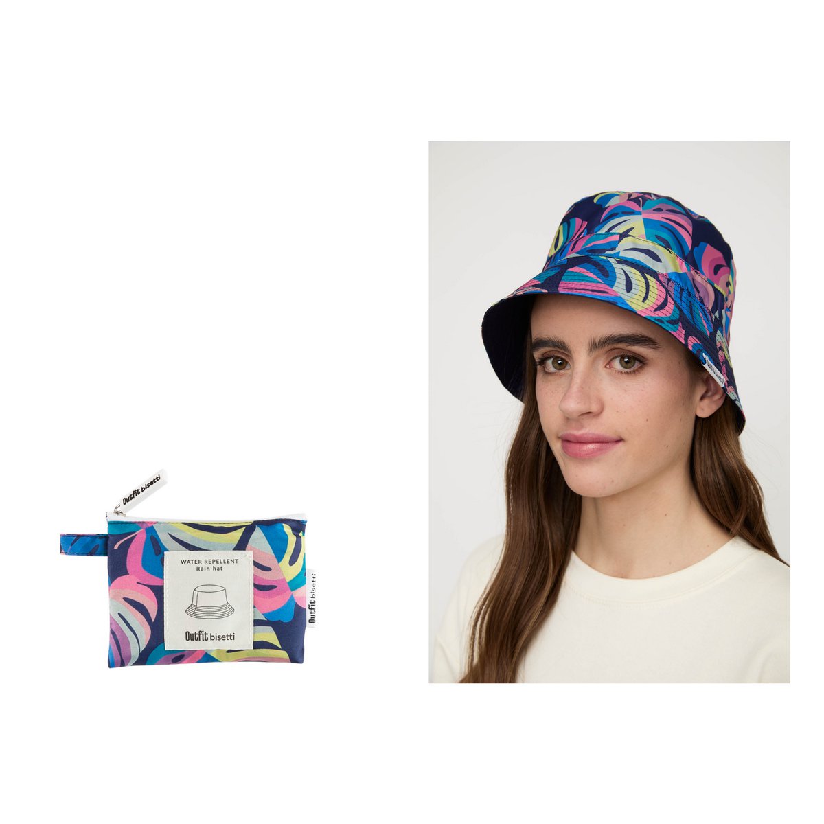 Chapeau pliable imperméable "Tropical" | Recyclé et recyclable | Tenue Météo Bisetti