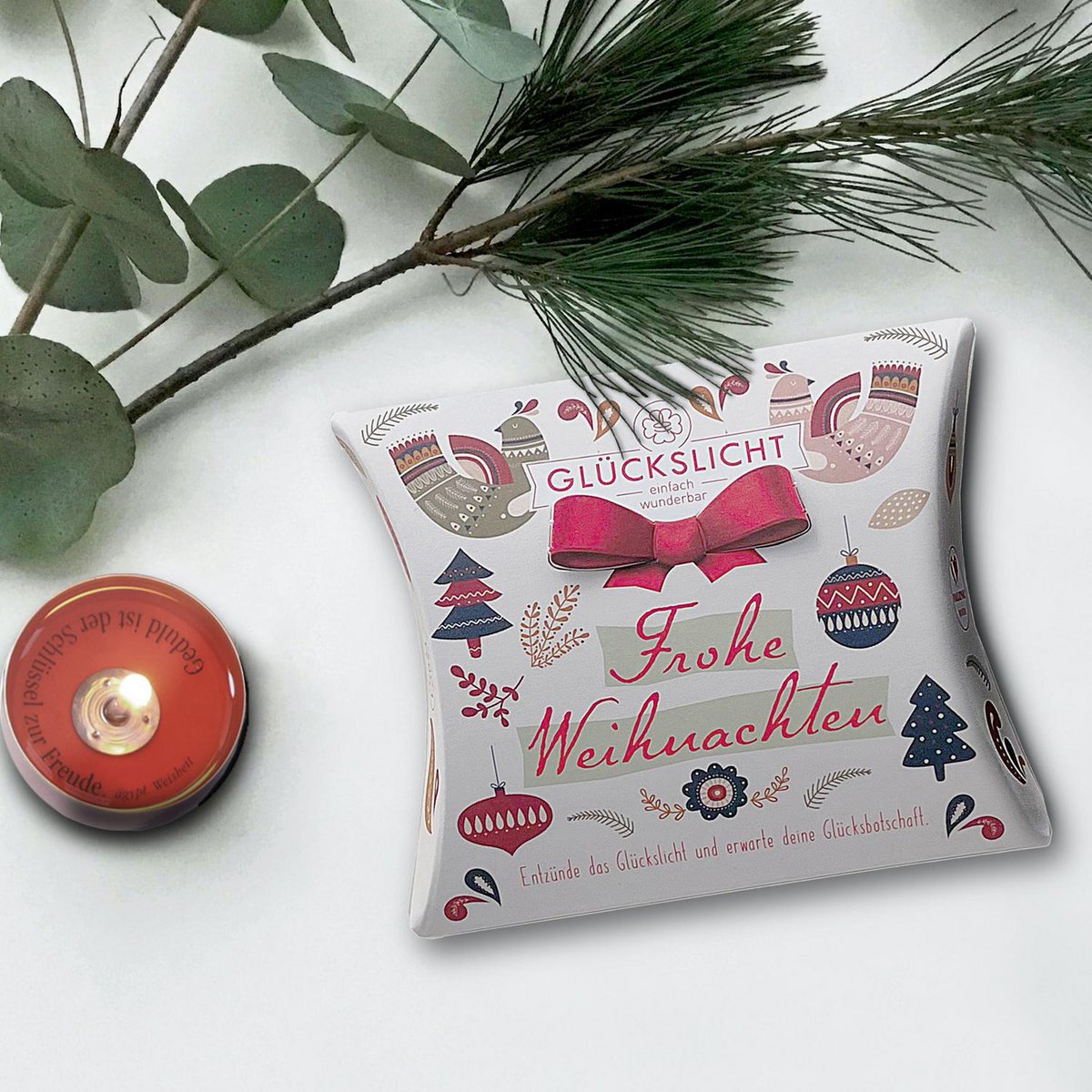 Lumière porte-bonheur / Dans le coffret cadeau avec un nœud découpé 🎀 / Vintage / Joyeux Noël