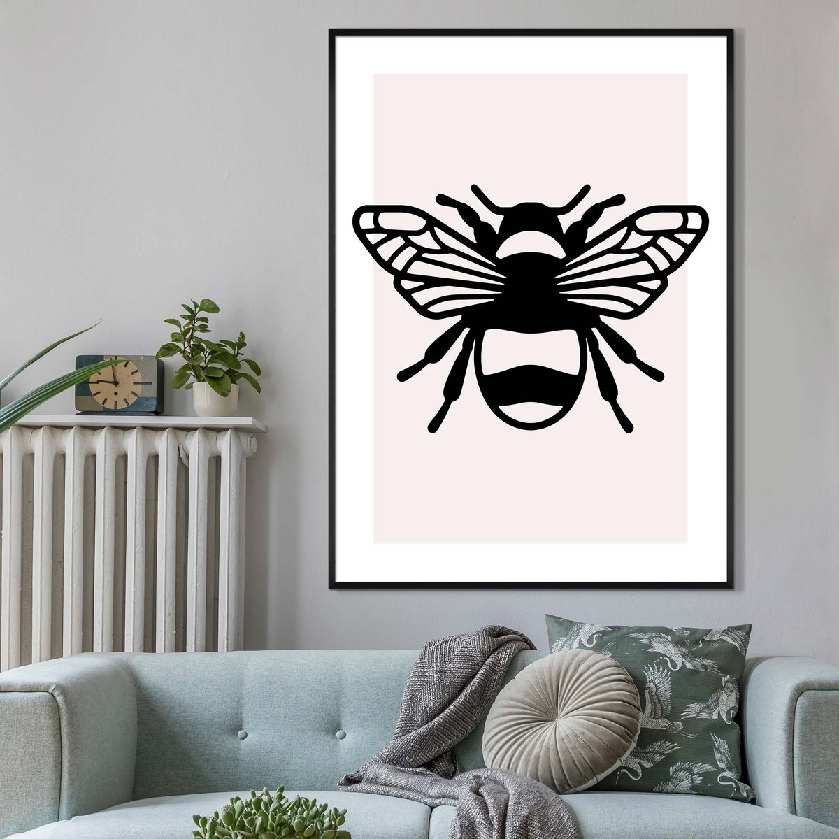 Bee Black And White Illustration Print