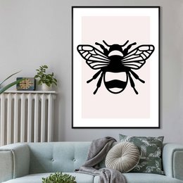 Bee Black And White Illustration Print