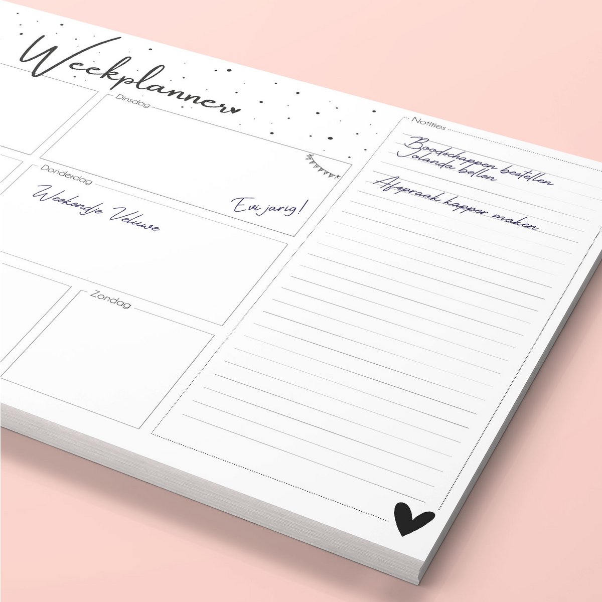 Weekplanner A4 - Planner - Dagplanner - Deskplanner - Familieplanner - Gezinsplanner - Planner Organizer - - Stippen - Afscheurbaar - 50 vel