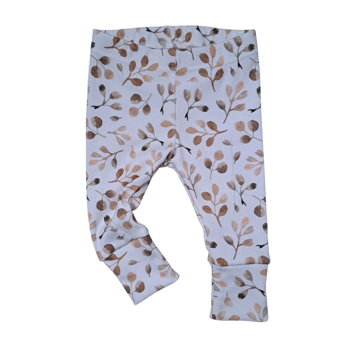 Pantalones de cultivo de la camiseta de costilla - Hojas | Algodón certificado por GOTS cómodo y duradero (0-2 años)