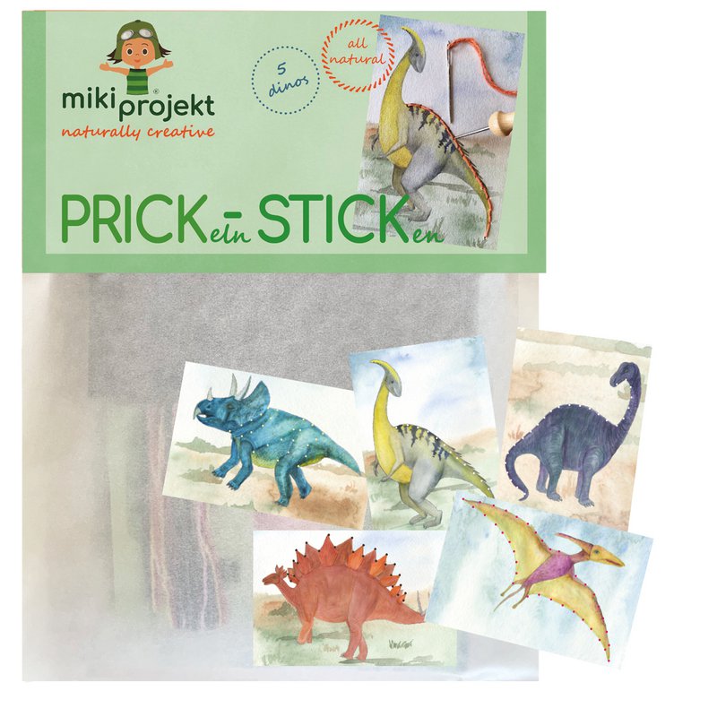 Set de manualidades Prick-Stick 'Dinos' Prickling + bordado