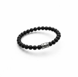 Dames armband Onyx mat 6 mm met basic kraal