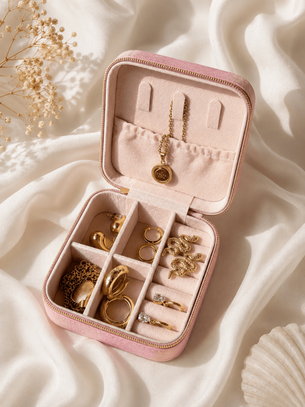 Amo las joyas de viaje rosa