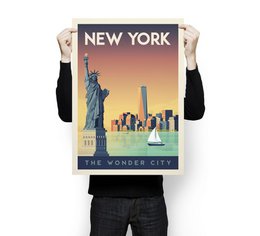 Cartel de Nueva York del vintage | Póster Ciudad Nueva York EE.UU.