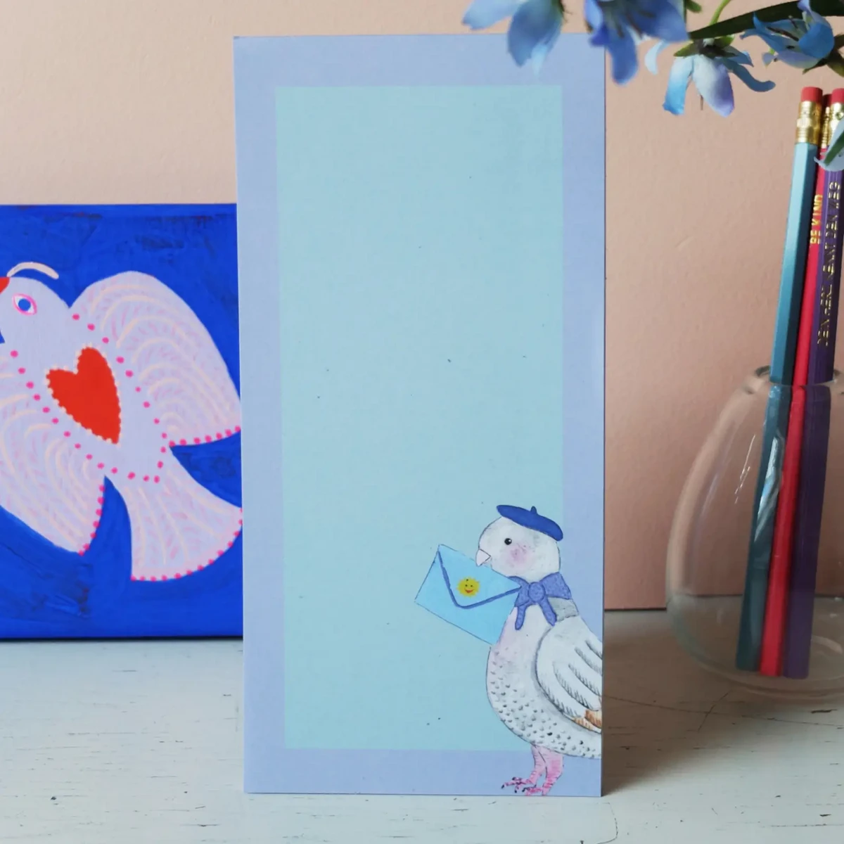 Notepad 10x20cm carrier pigeon