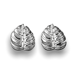 Monstera Leaves Stud Earrings - 925 Sterling Silver - Exotic Leaves Jewelry - EAR925-45