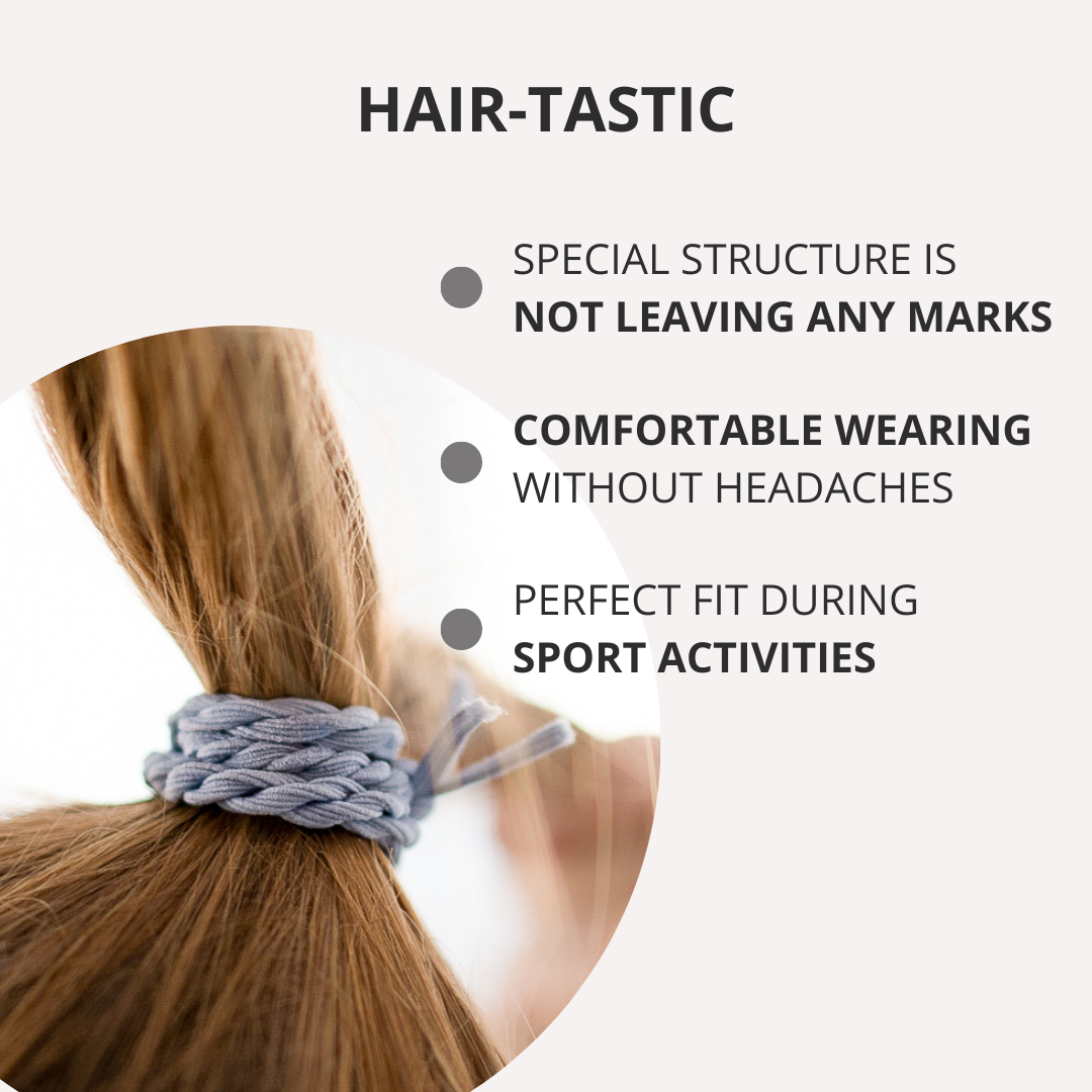 Haargummis Grau - Bellody®(4 Stk.) - Stylisch geflochtene Haargummis