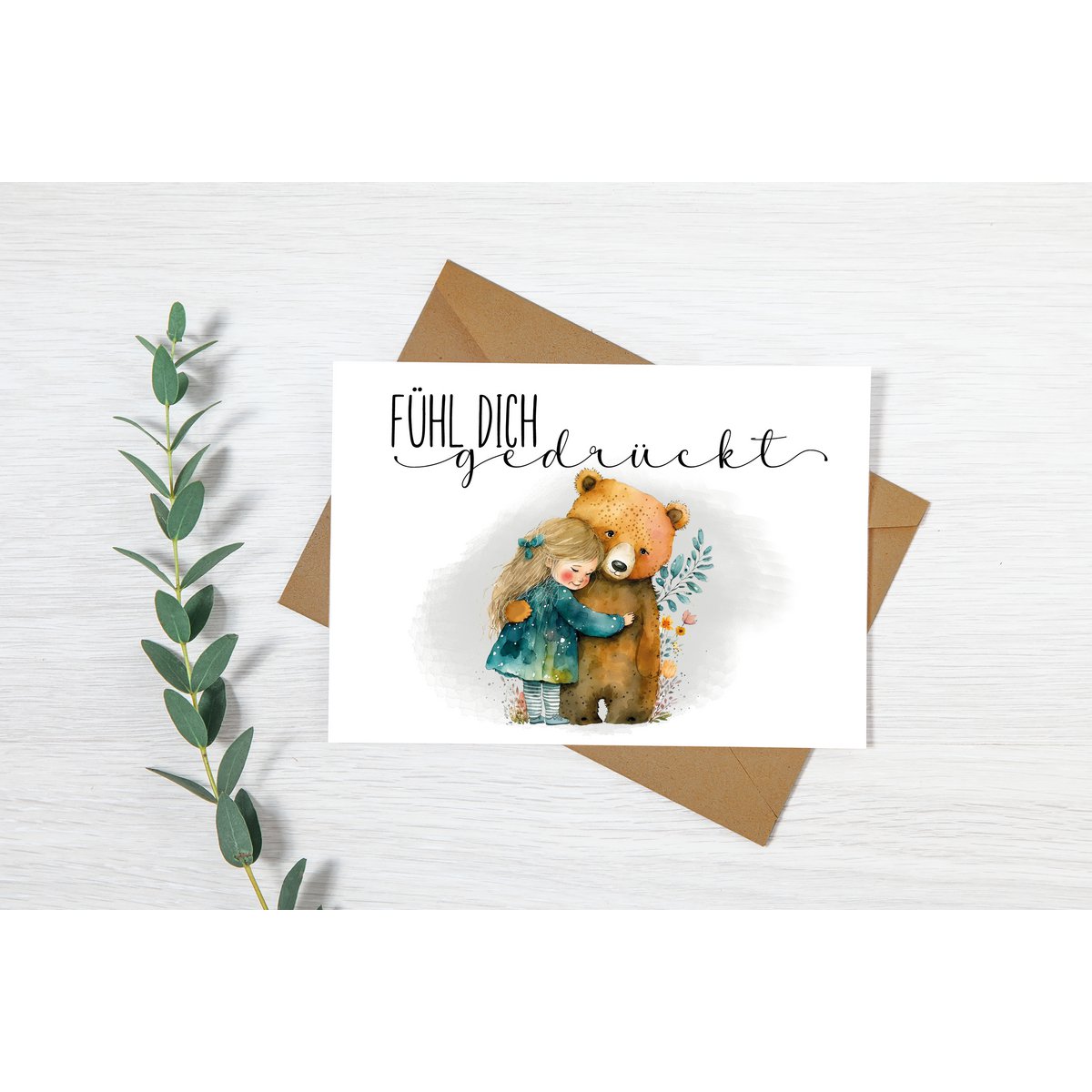 Sags with paper postcard Pressed