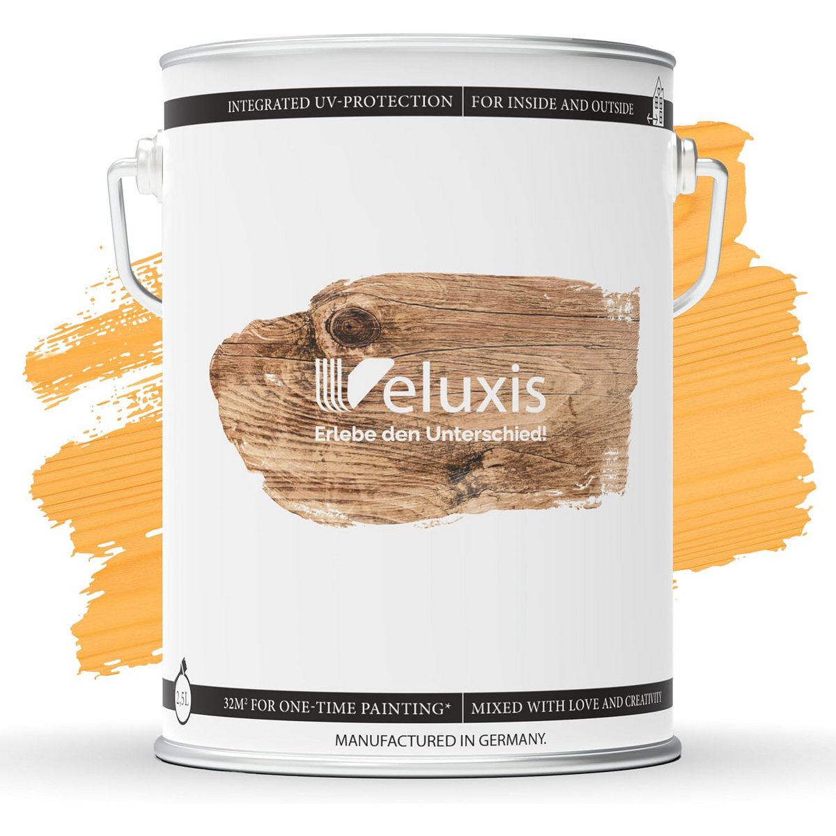 Veluxis® Hochwertige Holzlasur für Innen und Außen - 2,5 Liter, seidenglänzend, lösemittelfrei und UV-stabil, wetterfest - Made in Germany (Kiefer)