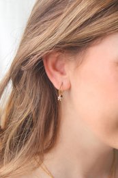 Boucles d'oreilles Grenat, Prehnite & Kunzite - Or