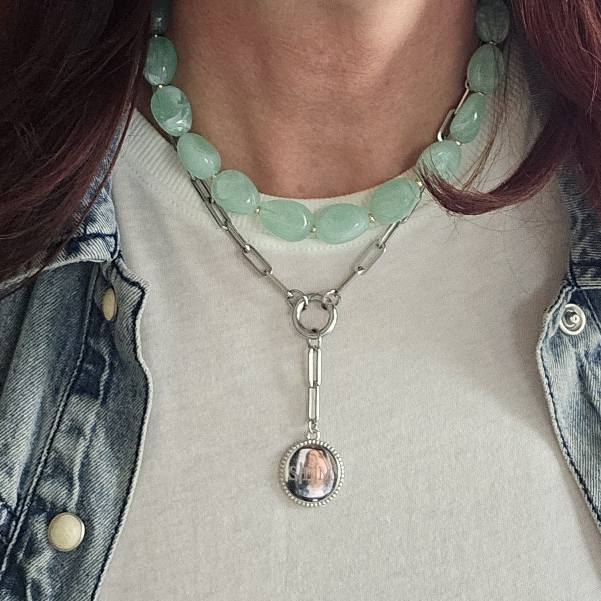 Collier de perles ovales pépite XL