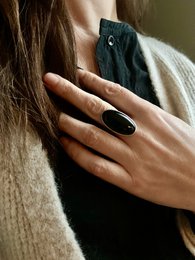 Silver ring 16x30mm Onyx