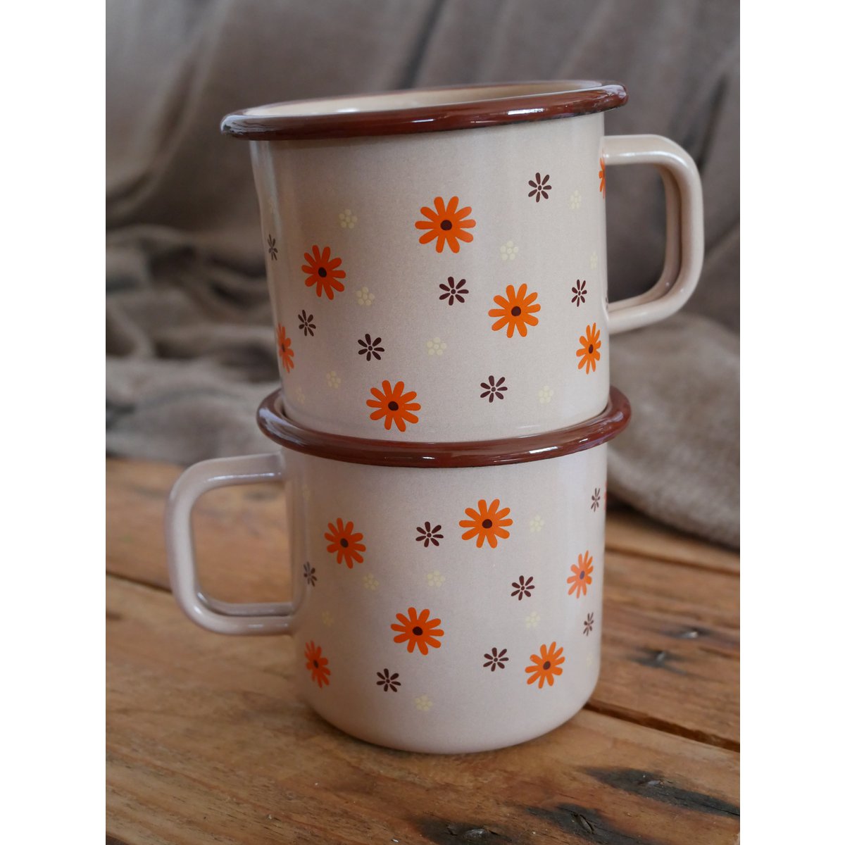 Mug émaillé je t'aime beige