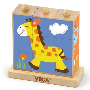 Stapel-Block-Puzzle - Wilde Tiere