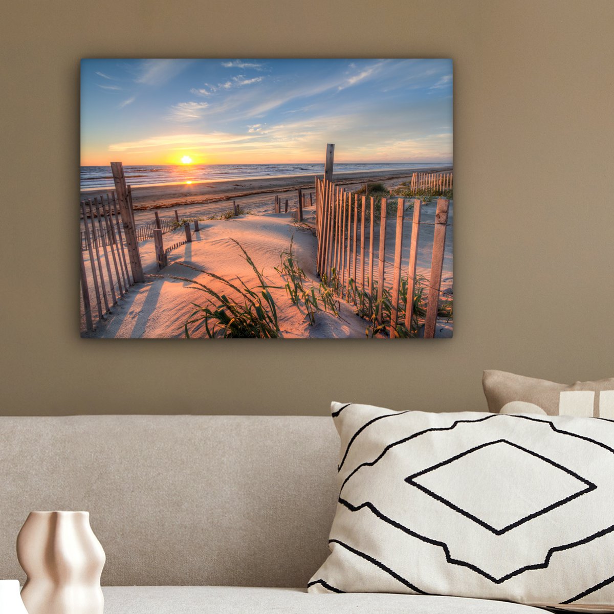Leinwand Malerei - Wanddekoration - Strand - Meer - Dune - Sonnenuntergang - Landschaft