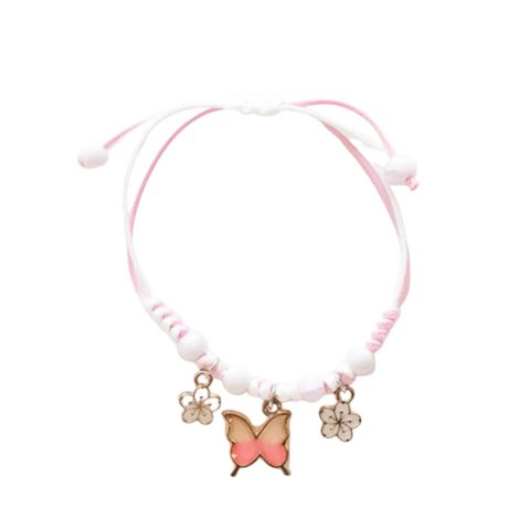 Kordelarmband für Kinder - Schmetterlingsrose