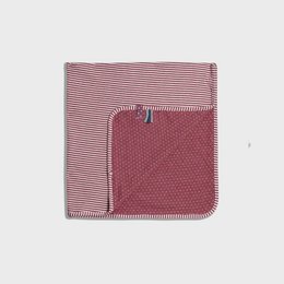 Organic baby blanket in bordeaux color with striped pattern. Made of soft, breathable organic cotton material. Suitable for newborns and infants.