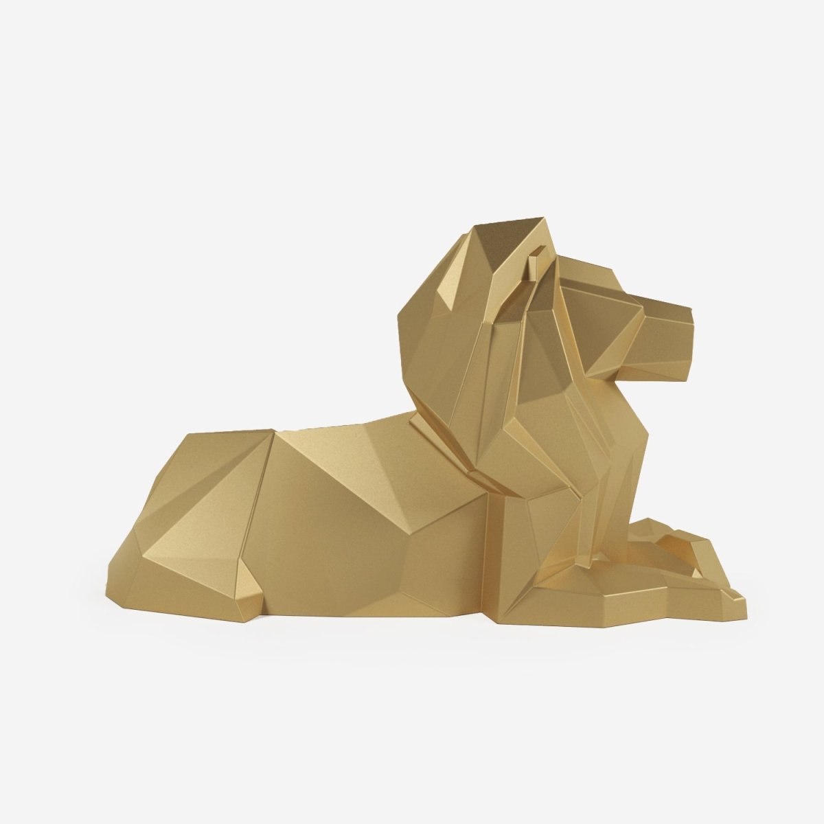 León dorado decorativo, estatuilla de origami de poliresina, Majestuoso