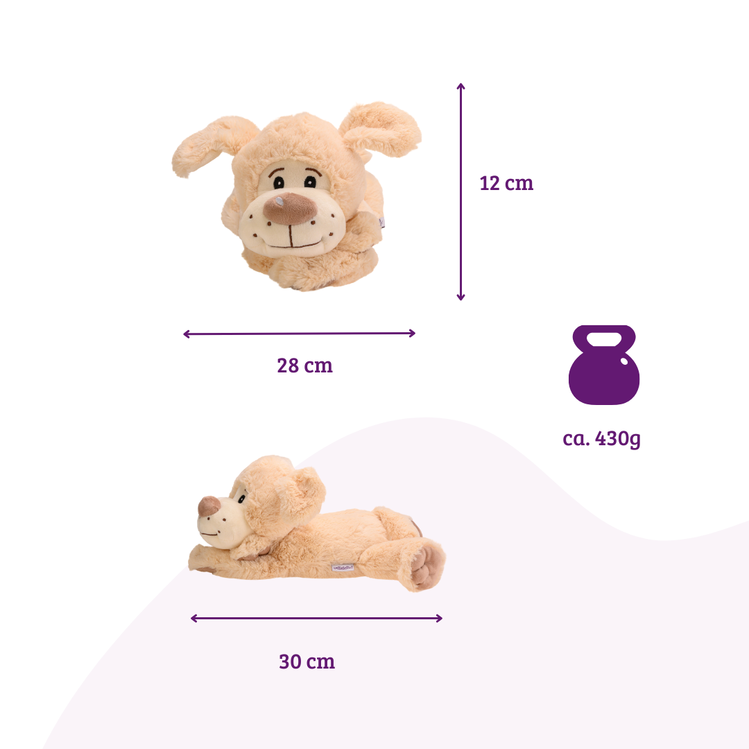 Heat cushion, the natural hot water bottle as a warm cuddly toy for dogs, large with organic millet filling and health herbs