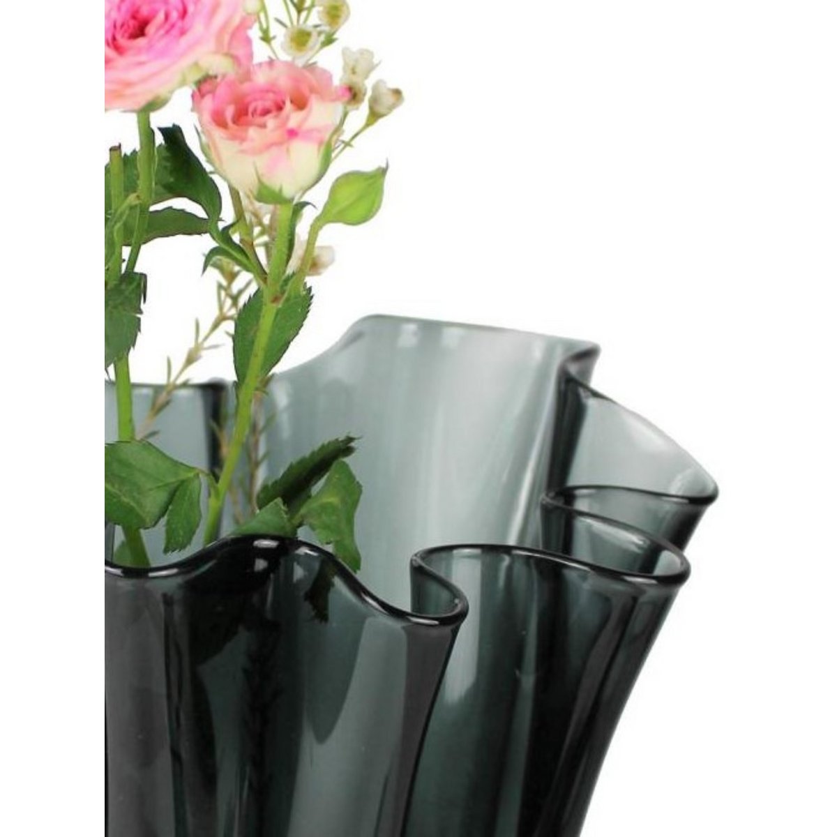Vase glass wavy smoke gray table vase glass vase 21 x 21 x 30 cm