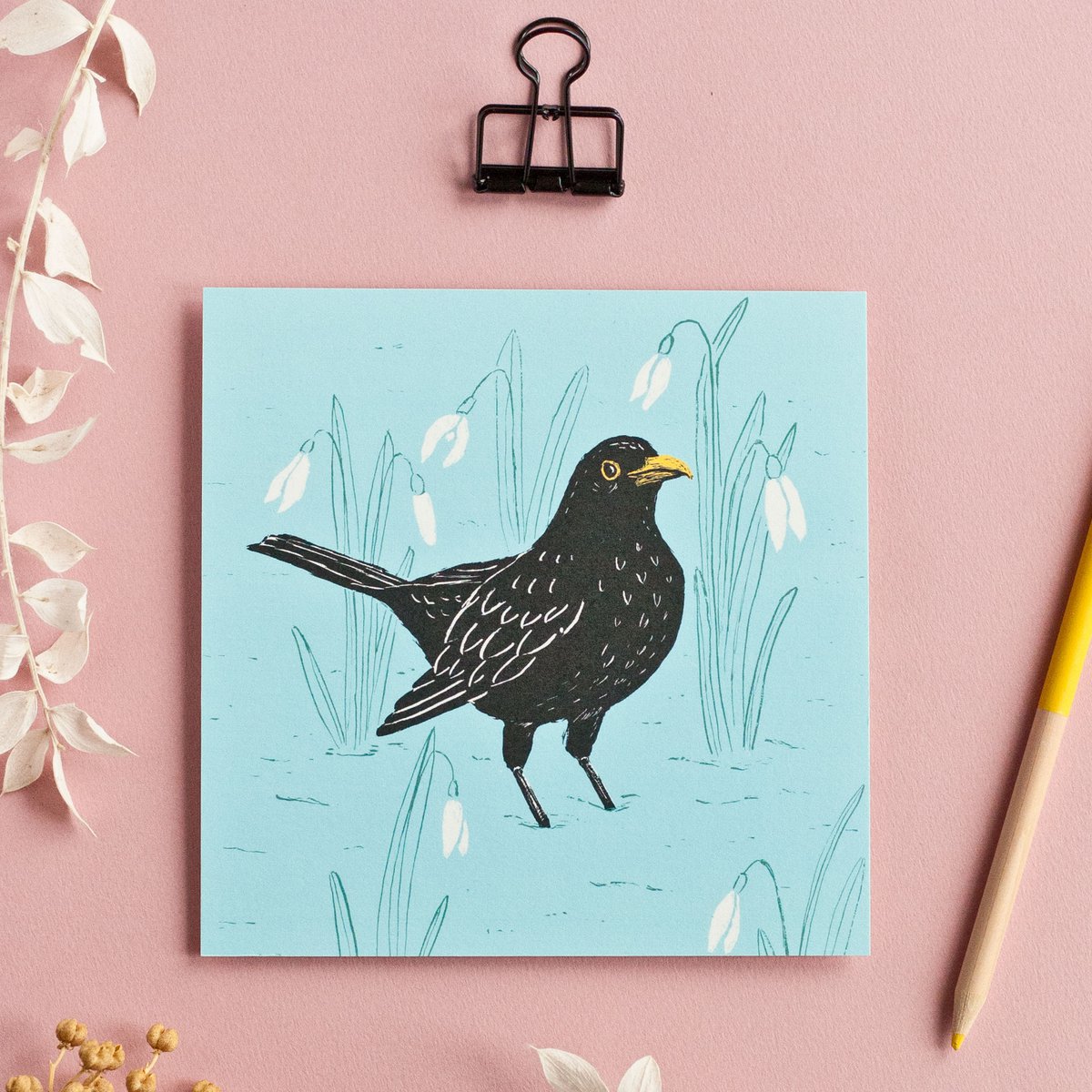 Postkarte | Amsel & Schneeglöckchen