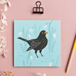 Postkarte | Amsel & Schneeglöckchen