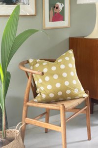 Astrid Pillow-Cover Olive, Soft Jacquard Knitted Cotton