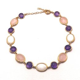 La Vie en Rose Halskæde - Rose Quartz Mother of Pearl + Ametyst cirkler