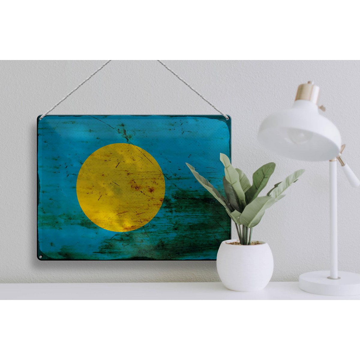 Tin Sign Flag Palau 40x30cm Flag of Palau Rust