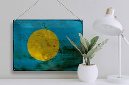 Tin Sign Flag Palau 40x30cm Flag of Palau Rust