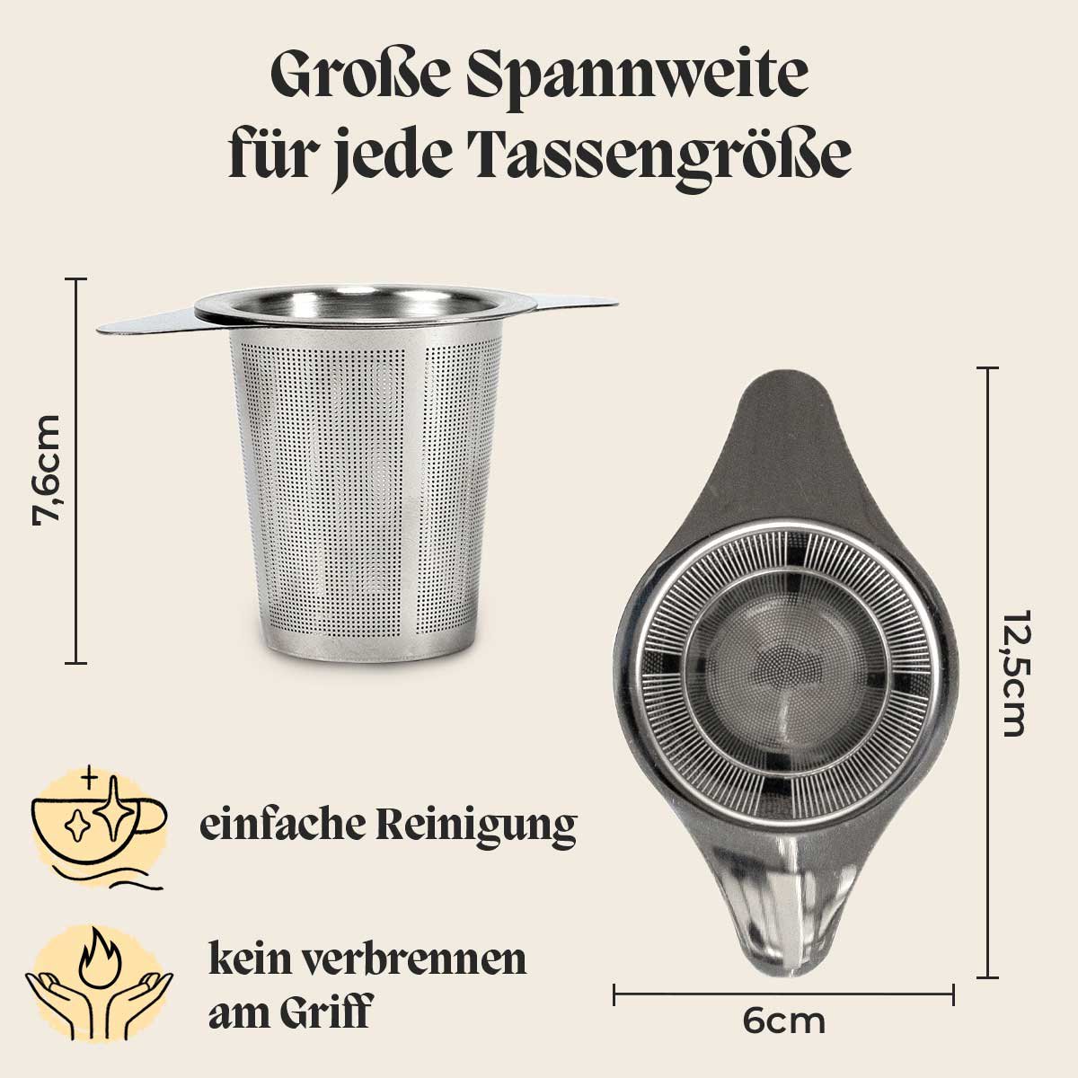 Stainless steel tea strainer with lid