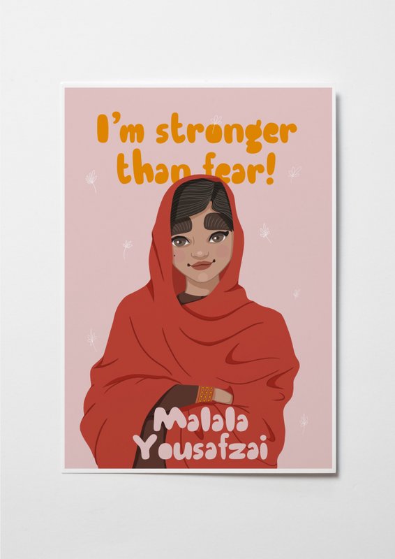 Malala Yousafzai - Kunsttryk til børneværelset (A4)
