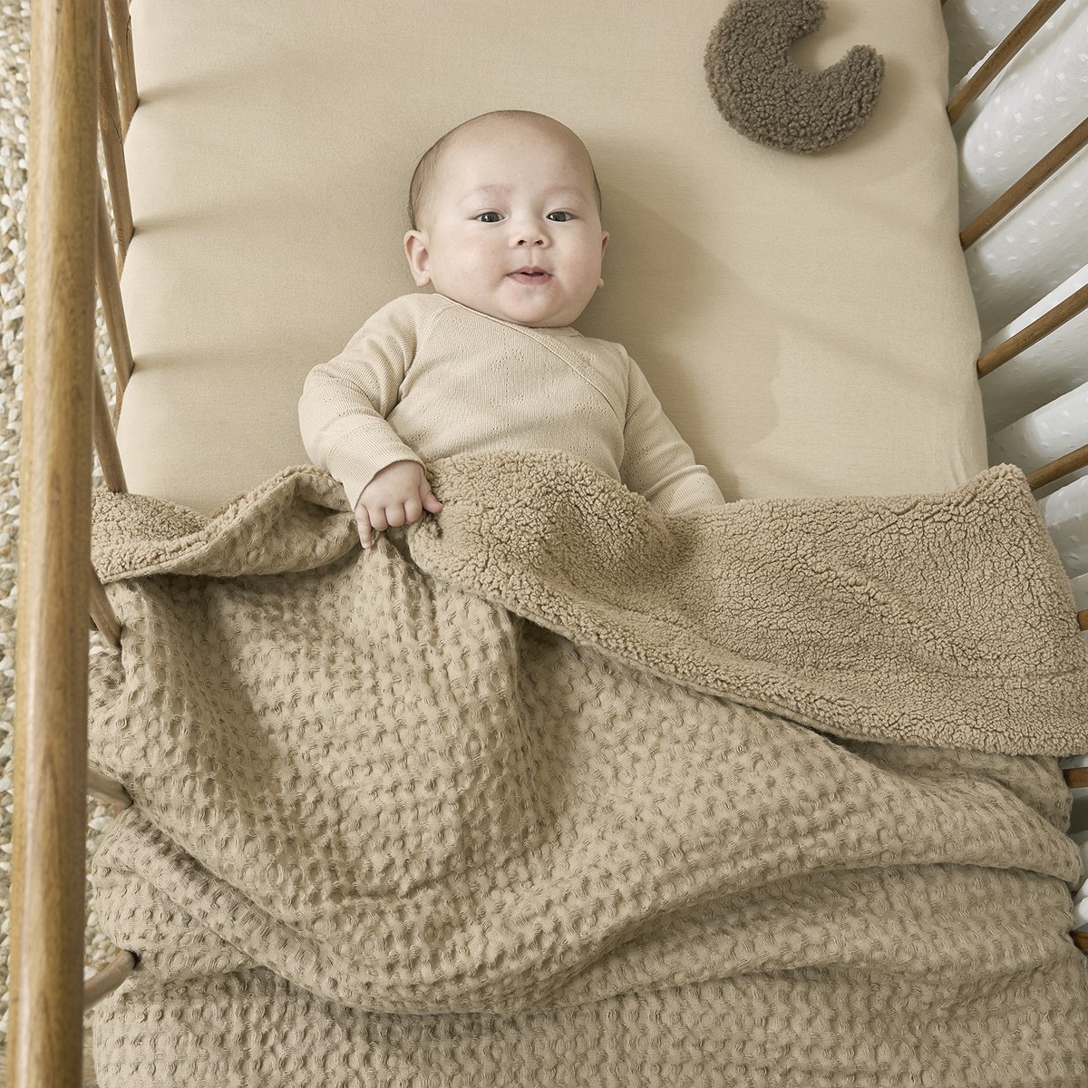 Blanket Waffle Teddy Taupe