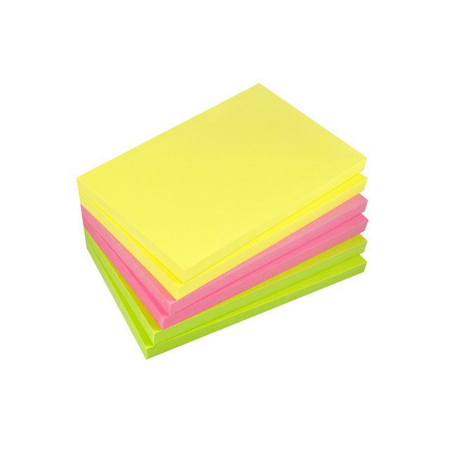 Info notes 125x75mm ass. kleuren pak 6 blok geel, rose, groen
