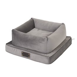  Soft, plush pet bed in a variety of colors and sizes, made of velour material, suitable for dogs and cats.